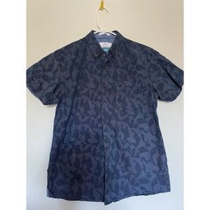 MBX Premium Good mens shirt 100% cotton button down short sleeves pocket Blue M